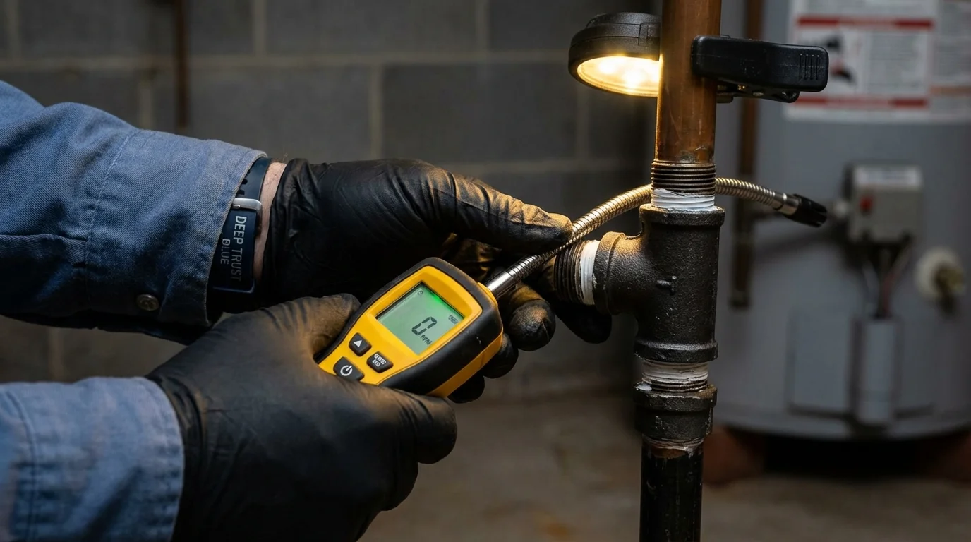 Gas leak detection with electronic sniffer by Johns Plumbing LLC in Jacksboro