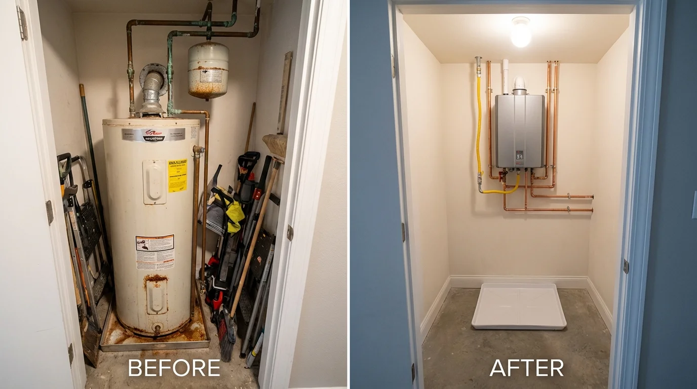 Tank water heater versus wall-mounted tankless unit comparison for Jacksboro, TN homeowners